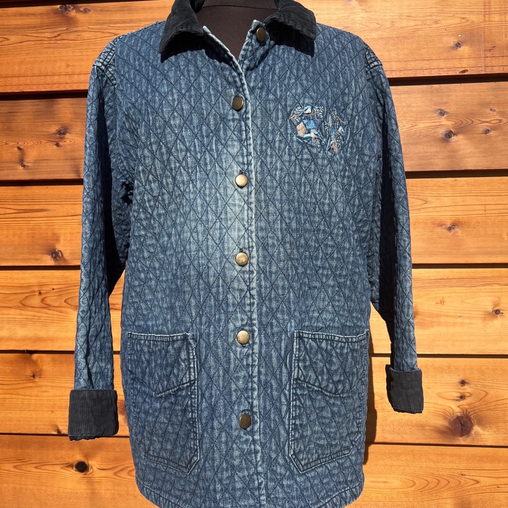 Vintage women’s Rainbow Quilted Denim Shirt Jacket